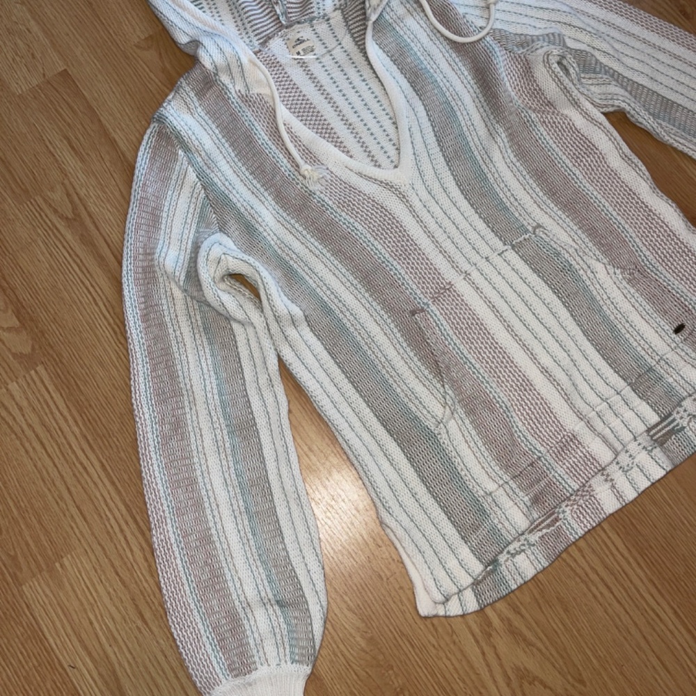 Women’s O’Neill Cable Knit V-Neck Long Sleeve Hooded Top / Hoodie / Sweater S-M - Picture 3 of 7